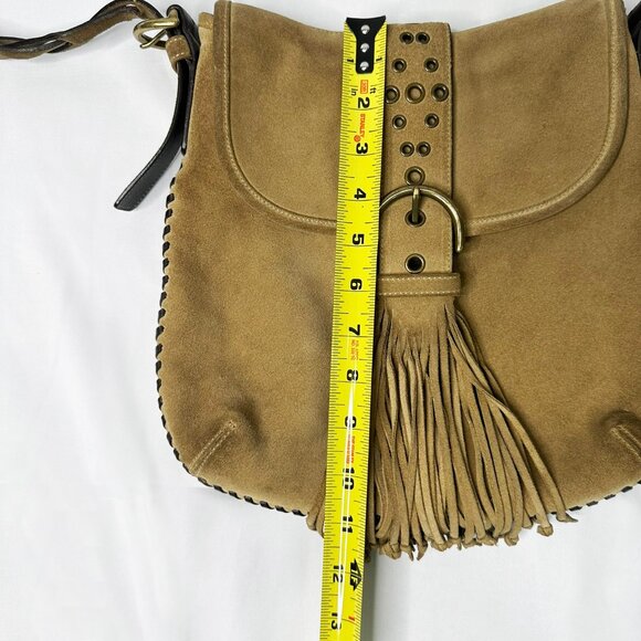 Coach Soho Suede Fringe Hobo Bag 9184 Braided Strap Grommet Tassel Boho Crossbod - Picture 6 of 11